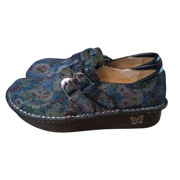 Alegria Alli Floral Multi Dot ALL-509X Blue Silver Print Shoes Wms US 38 8-8.5 - Picture 1 of 6